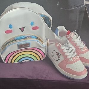 Hello Kitty White and Pink Backpack and Sneakers Set
